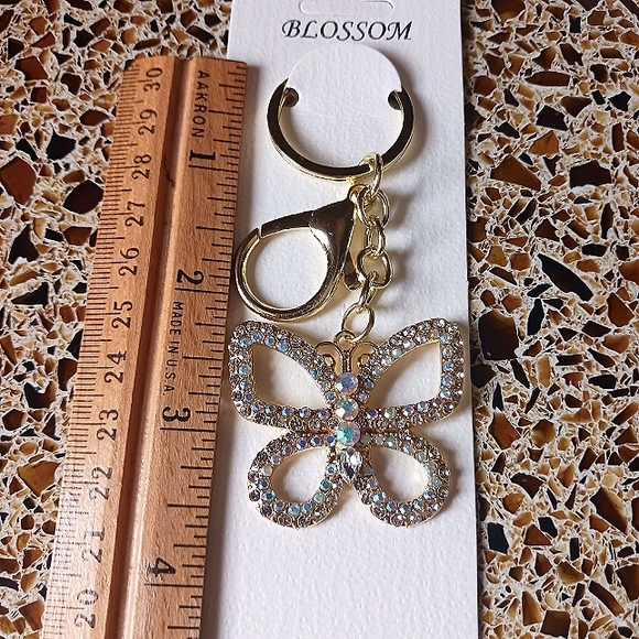 Gold Crystal Butterfly Keychain/Purse Charm NIP - Picture 6 of 6